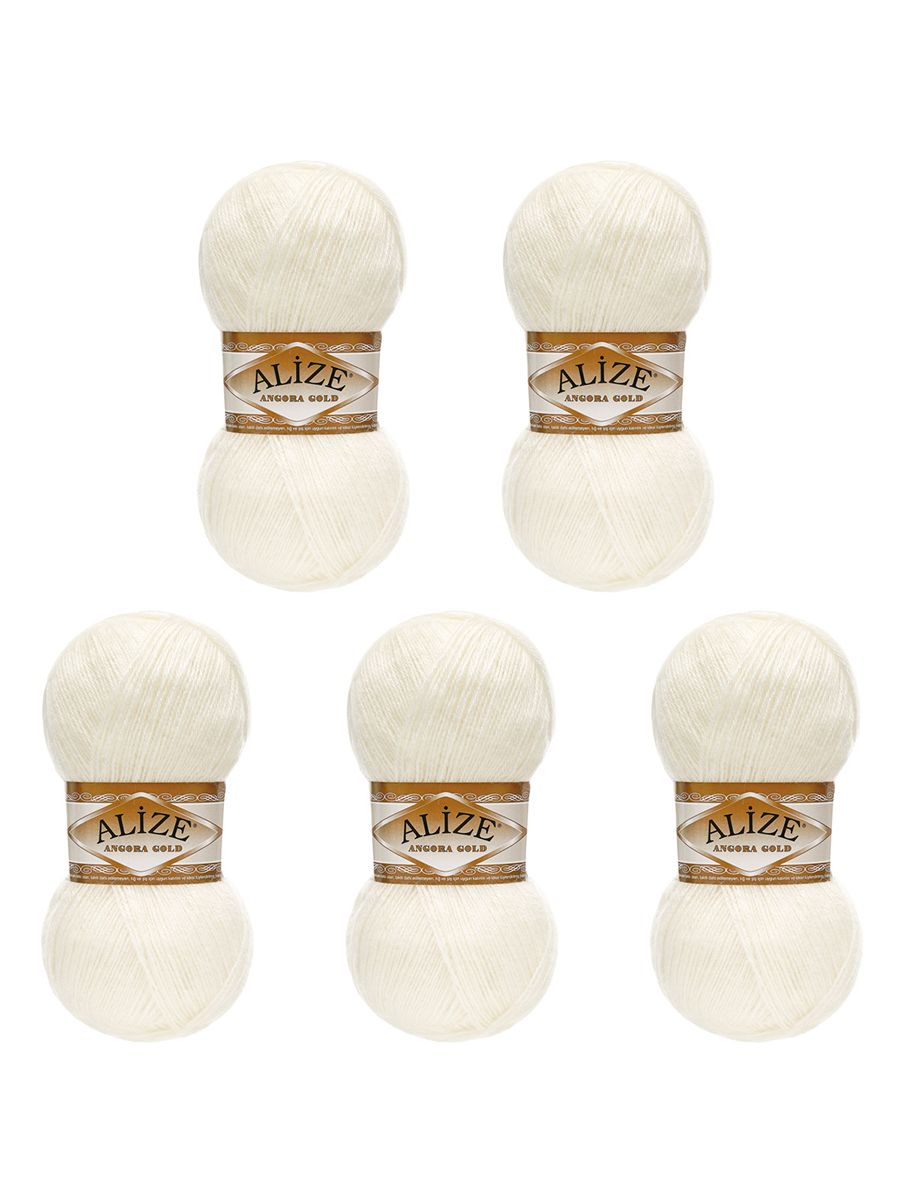 Пряжа Alize мягкая теплая для шарфов кардиганов Angora Gold 100г 550м 5 шт 450 жемчужный - фото 6