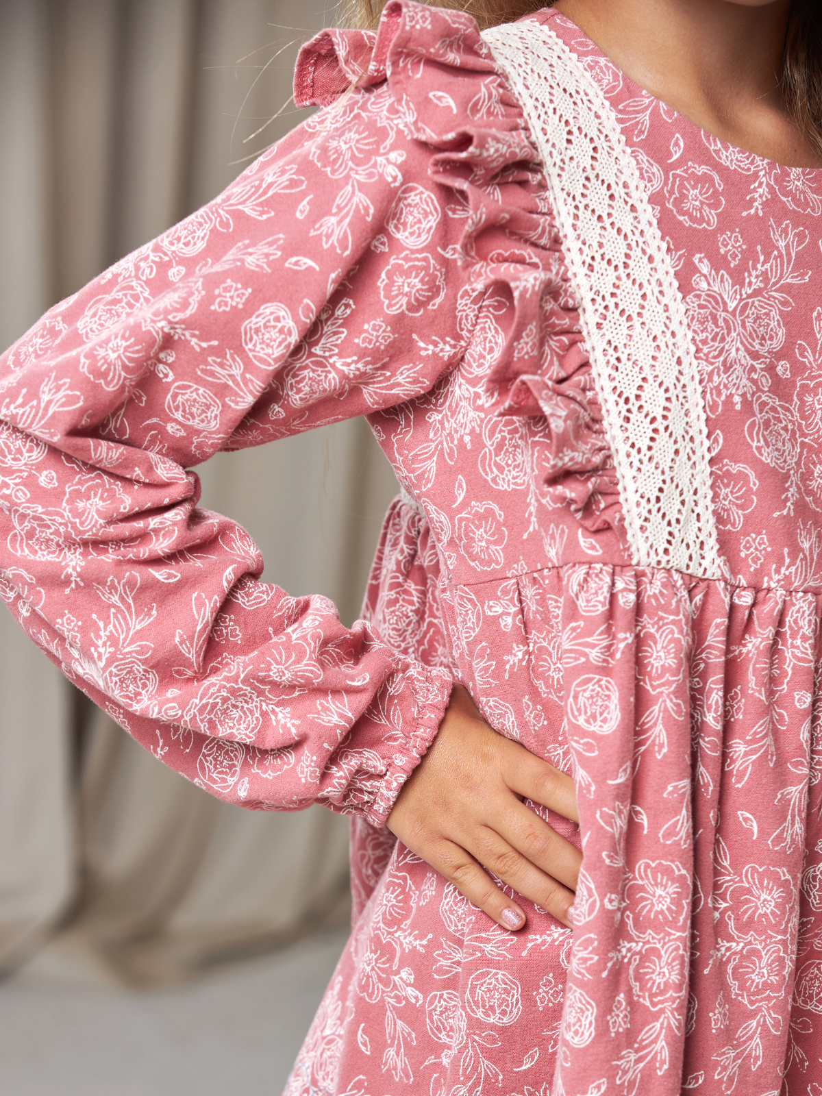 Платье MOUN платье_фланель/кружево_розы - фото 15