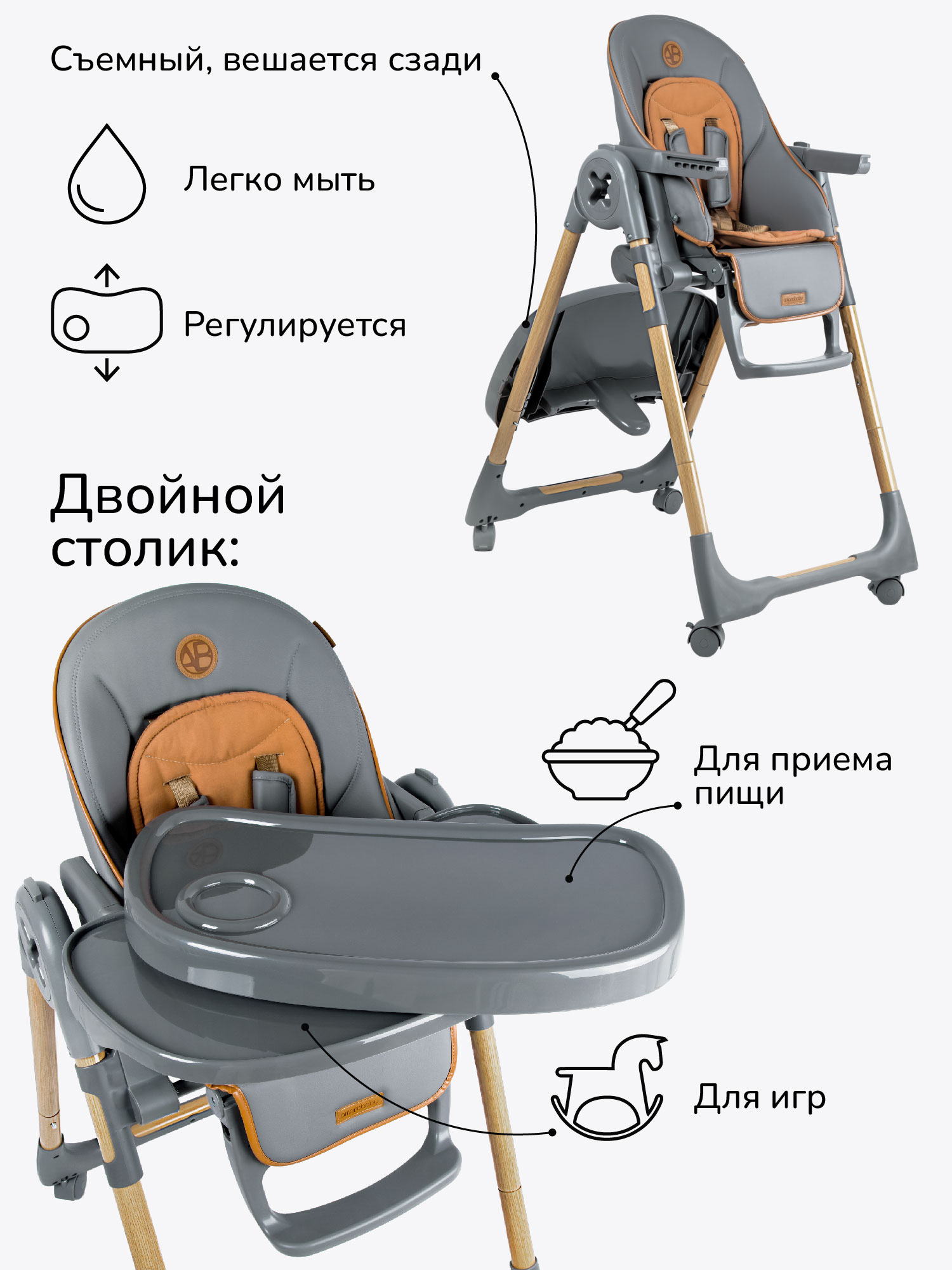 Стульчик для кормления Amarobaby Elegant классический - фото 4