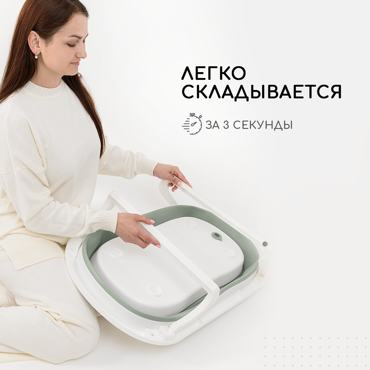 Ванночка Miyoumi с матрасиком, складная зеленый - фото 8