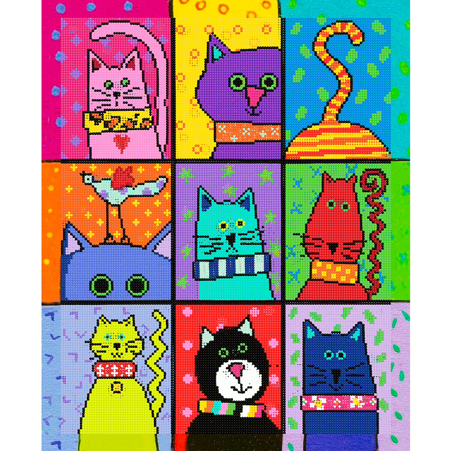 Алмазная мозаика Art on Canvas Цветные котики в ассортименте - фото 2
