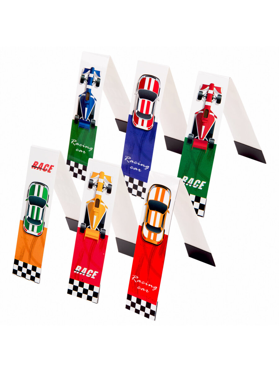 Закладки магнитные Юнландия для книг учебников и тетрадей 6 штук Race Cars - фото 4