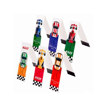 Закладки магнитные Юнландия для книг учебников и тетрадей 6 штук Race Cars