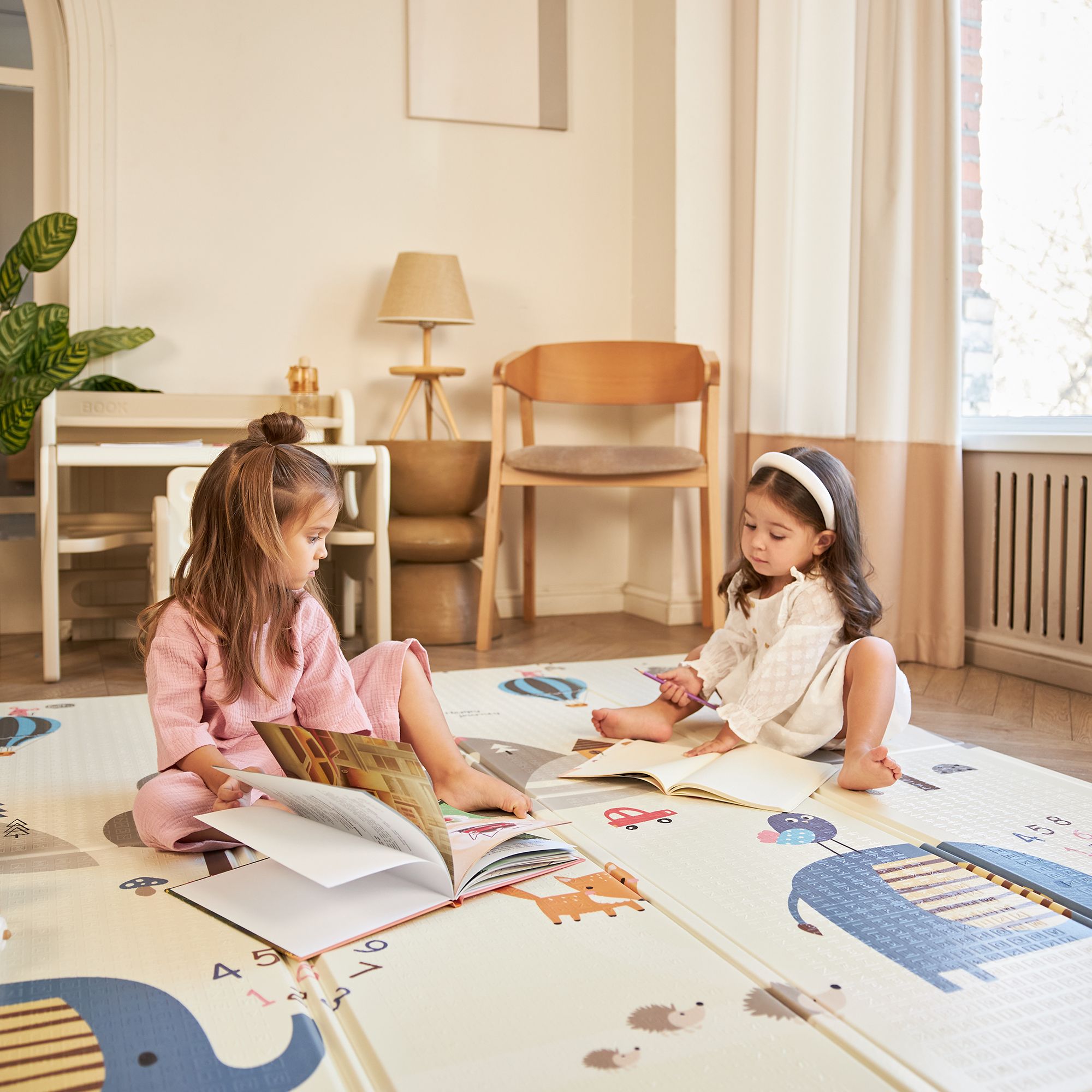 Игровой коврик складной для детей UNIX Kids Numbers 180x200 см, двусторонний, цифры и животные, текстурная поверхность, развивающий - фото 10