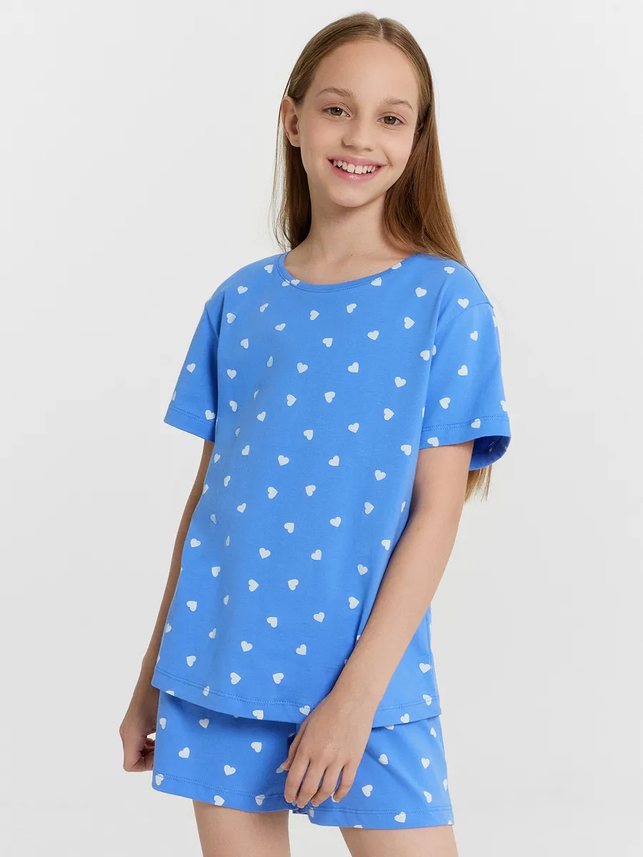 Изображение товара Детская хлопковая пижама Mark Formelle для девочек комплект футболка и шорты