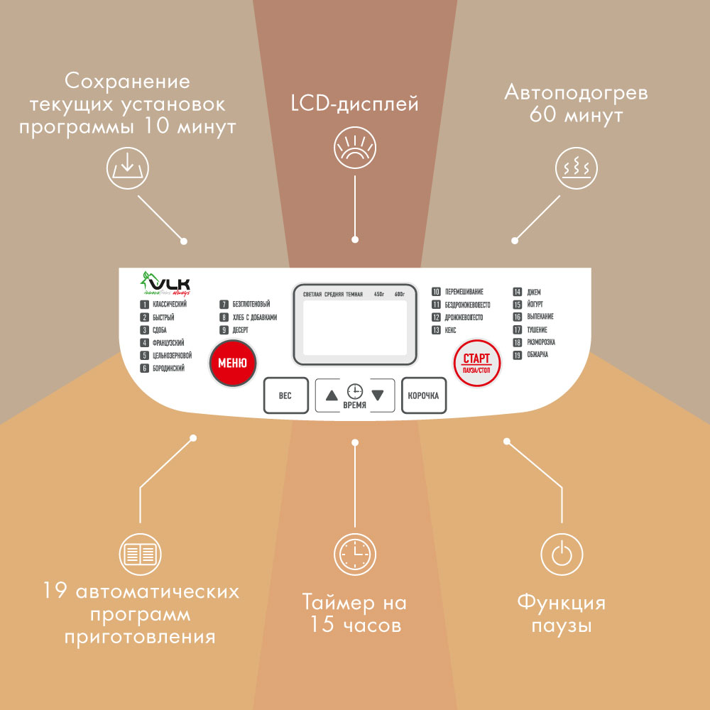 Хлебопечь VLK Palermo-5100 - фото 2