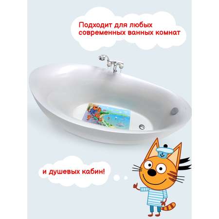 Коврик для ванны с присосками Varmax Три кота море приключений 67 на 37см
