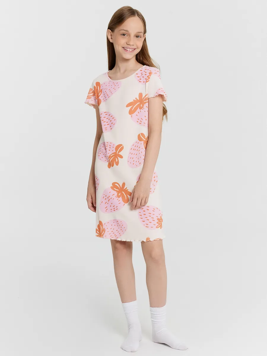 Сорочка ночная Mark Formelle (Марк Формэль) 577724/розовые клубники на св.розовом - фото 1