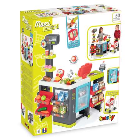 Игровой набор Smoby прилавок, тележки и корзинки, продукты, касса