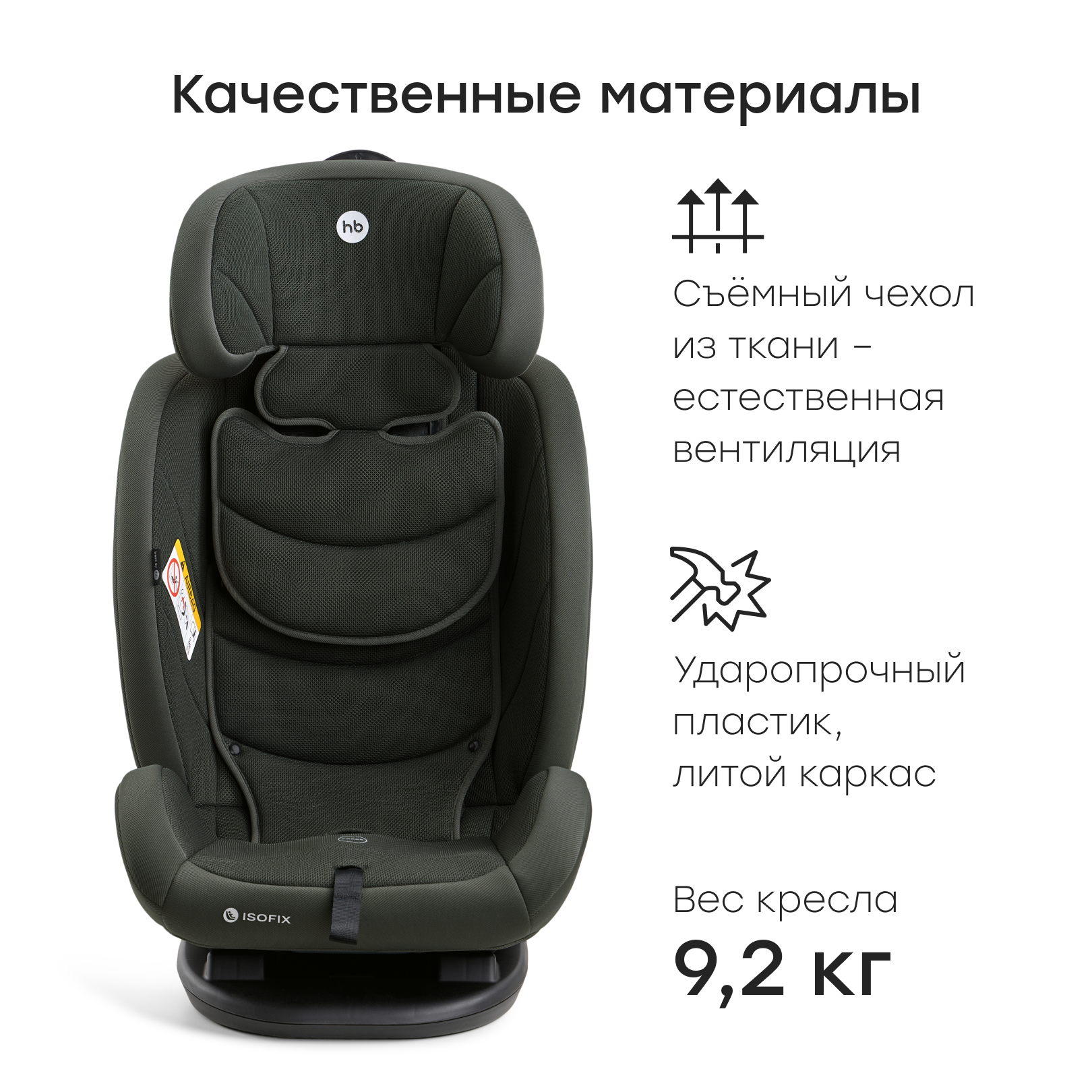 Автокресло Happy Baby Orex Isofix 0+/1/2/3 (0-36 кг) зеленый - фото 6