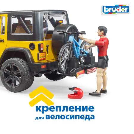 Внедорожник Bruder Jeep c велосипедом и фигуркой 1:16 желтый