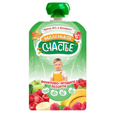 Пюре Маленькое счастье Фруктово-ягодное ассорти с 6 мес 90 г