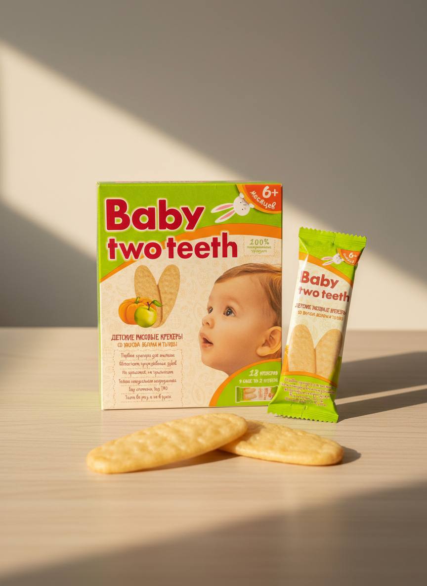 Печенье рисовое Baby two teeth со вкусом яблока и тыквы - фото 8