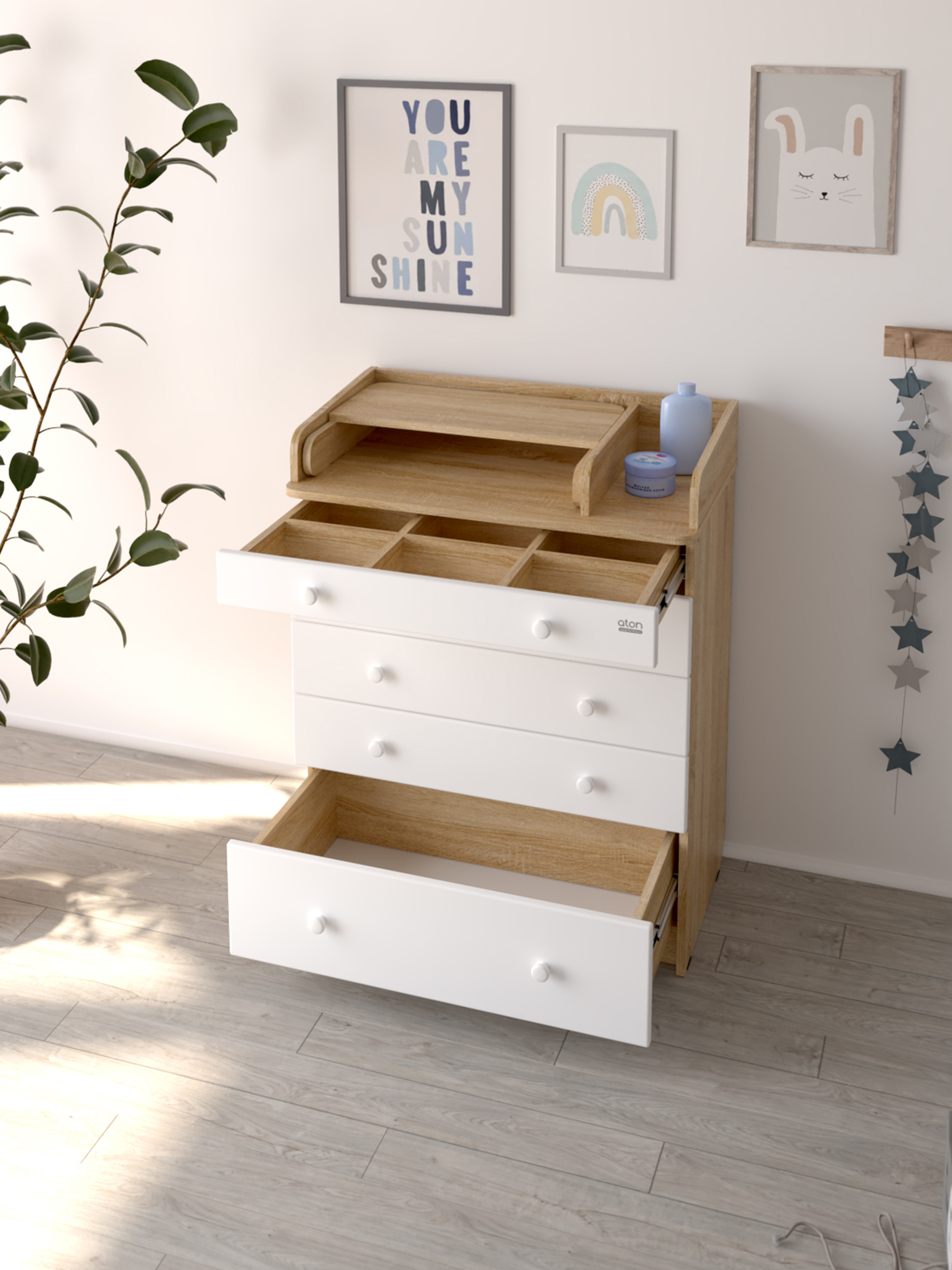 Комод пеленальный Aton Maks дуб сонома белый - фото 9