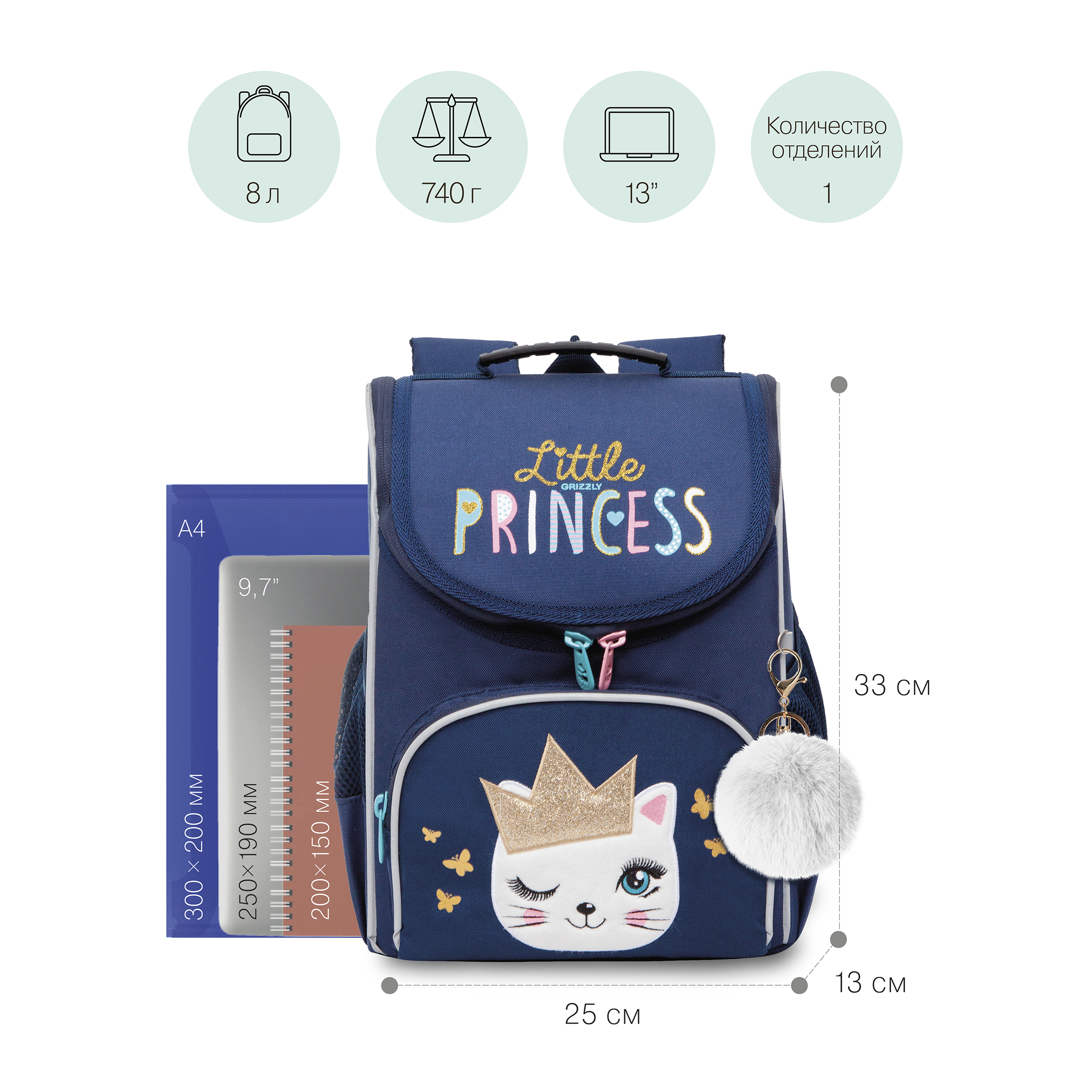 Ранец Grizzly Принцесса - фото 7
