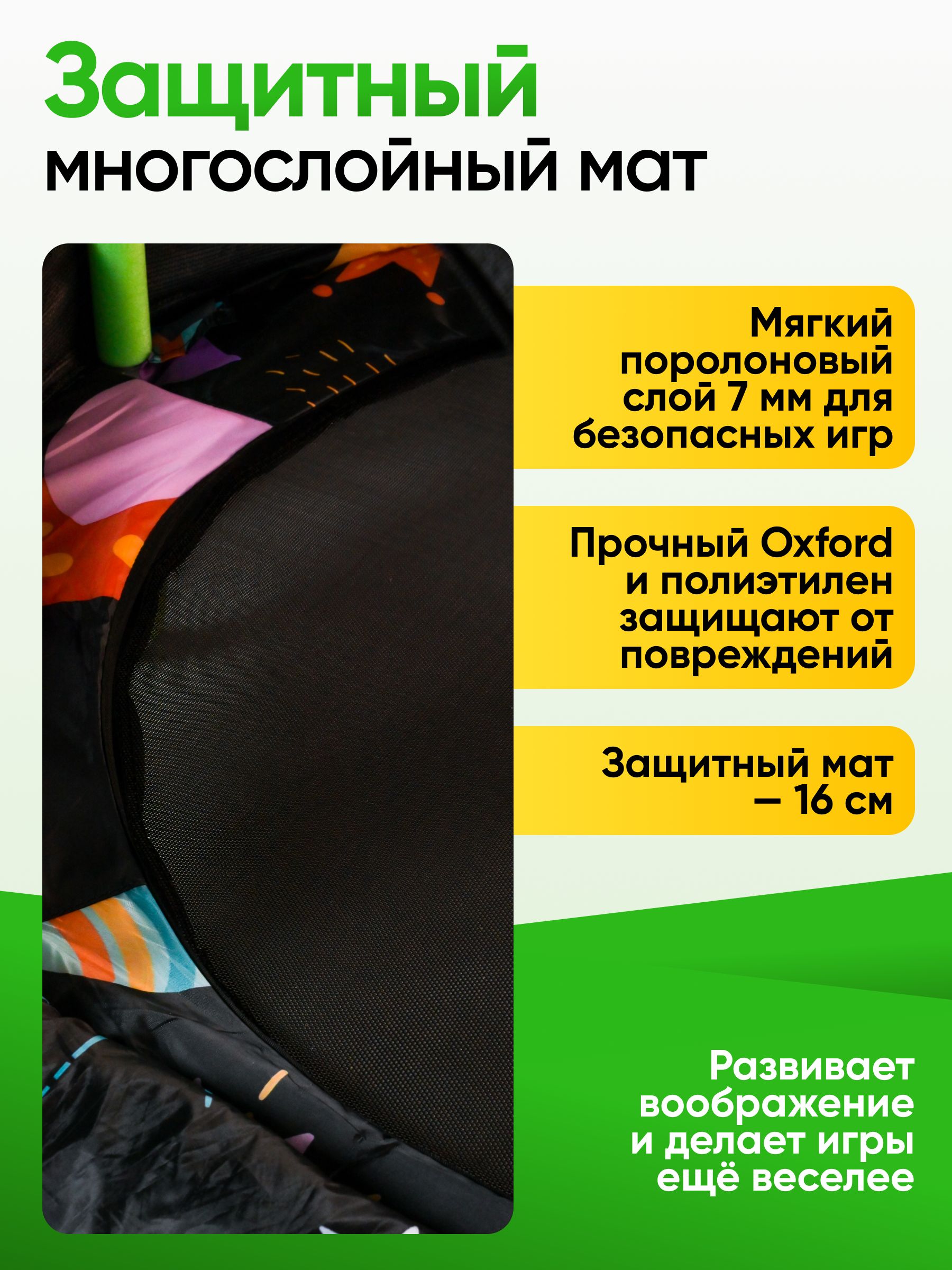 Батут со съемным куполом и сеткой Perfetto Sport ROCKET PS-546-B 48 дюймов или 122 см - фото 3