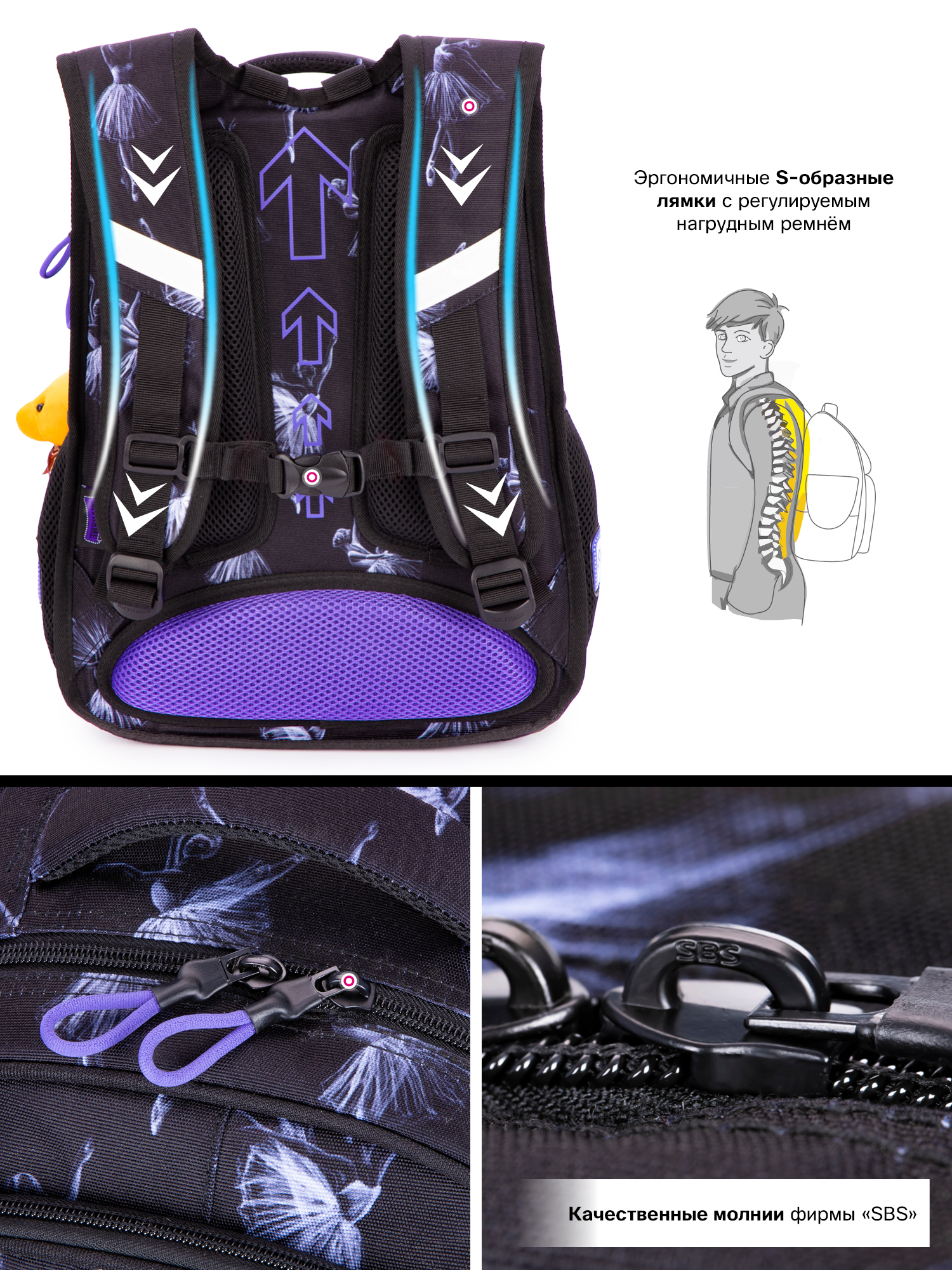 Рюкзак SkyName 17л анатомическая спинка+мишка - фото 11