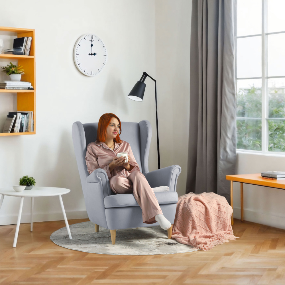 Мягкое кресло IKEA Странтмон 80х98х101 см серо-лиловый велюр - фото 10