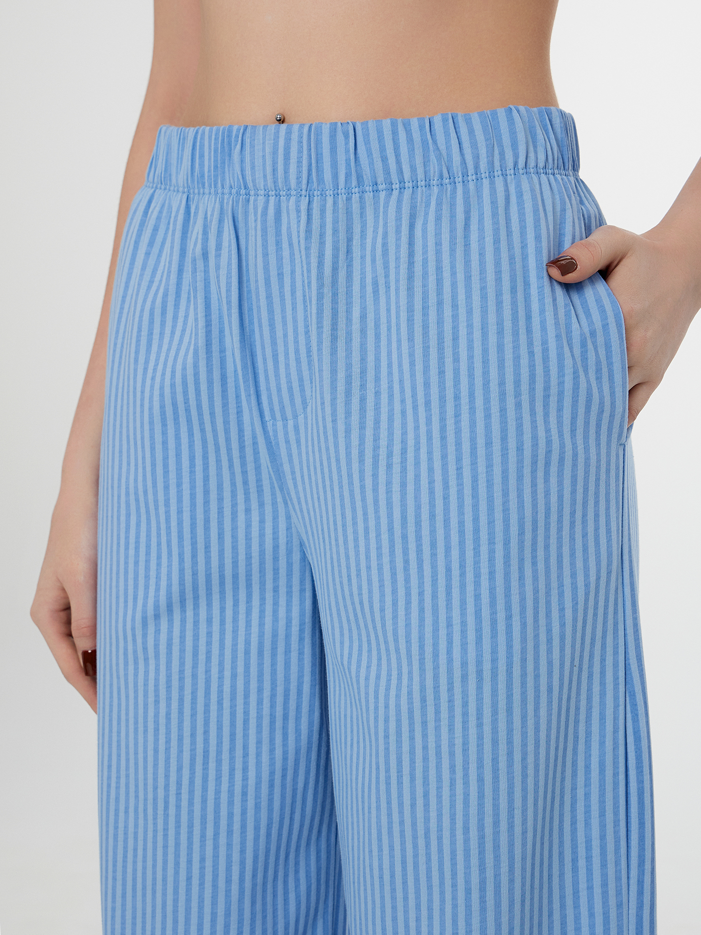 Брюки Mark Formelle (Марк Формэль) 532524-1/сине -голубая полоска +печать - фото 5