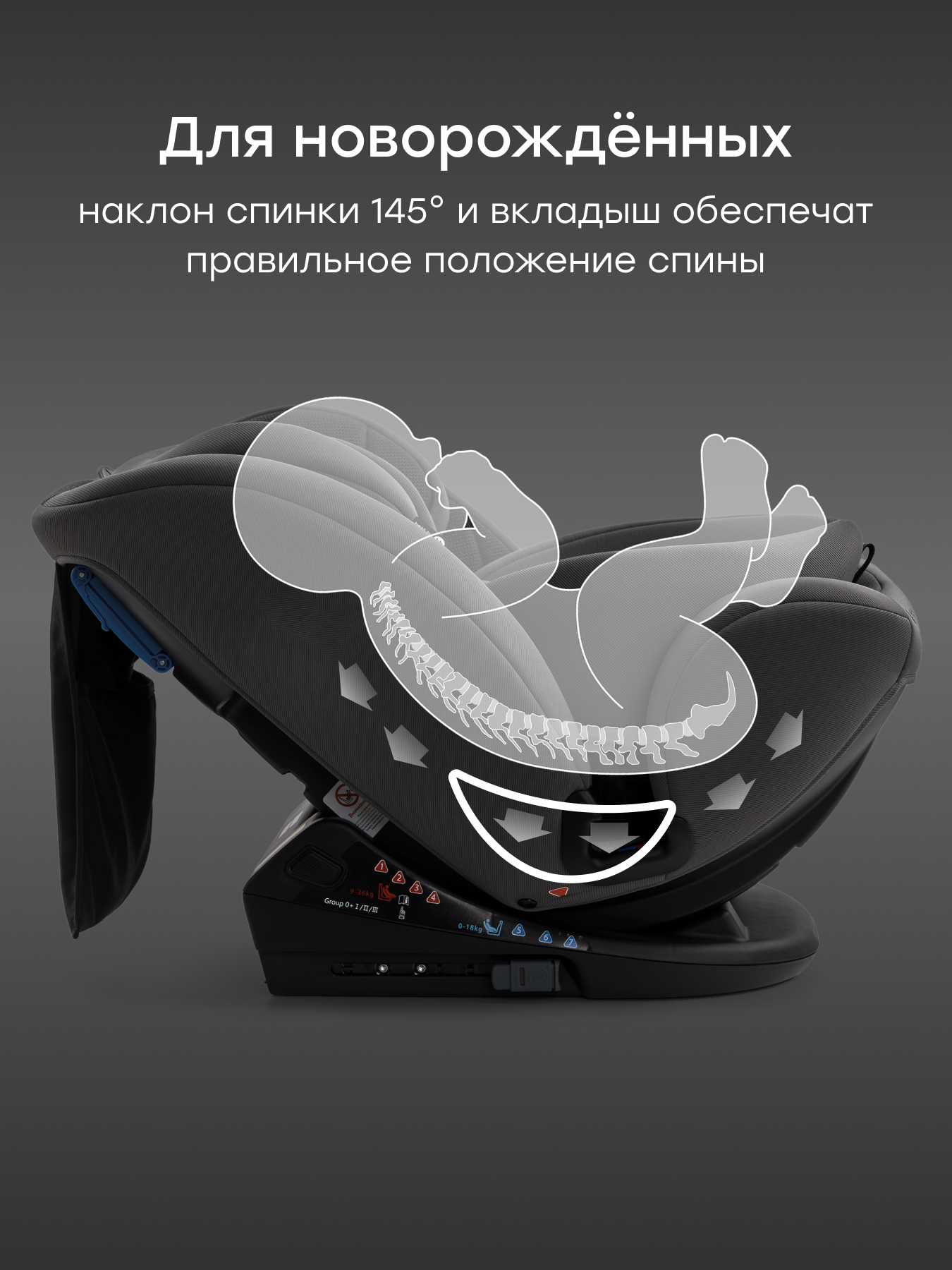 Автокресло Happy Baby Orex Isofix 0+/1/2/3 (0-36 кг) серый - фото 7