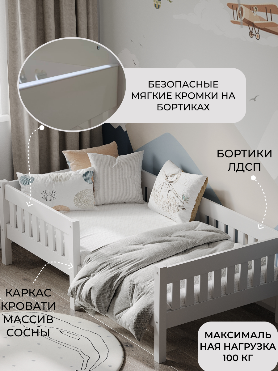 Кровать односпальная Moms charm Бортики (белый) - фото 5