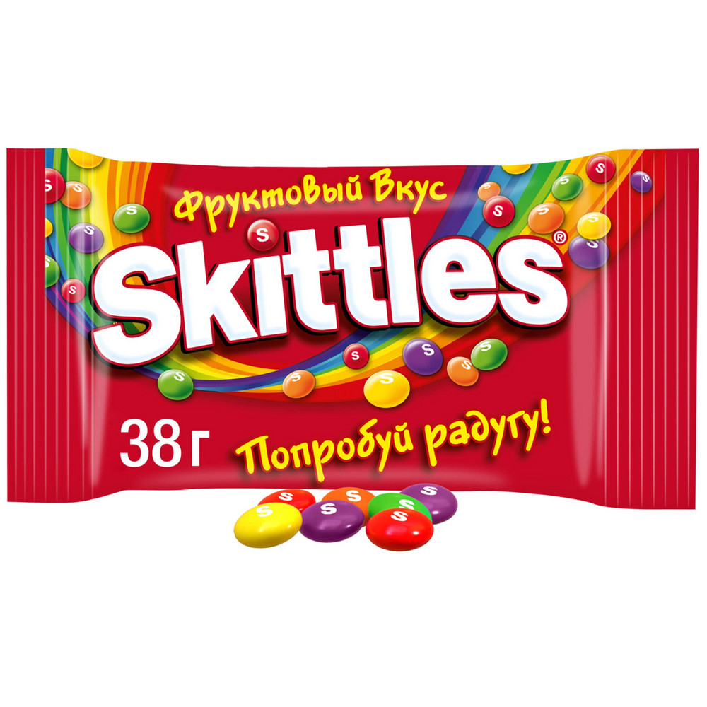Конфеты жеват в глазури Skittles фрукты - фото 1