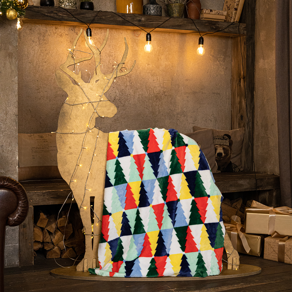 Покрывало Happy Family Елочная Мозаика 150 x 200 см велсофт - фото 3