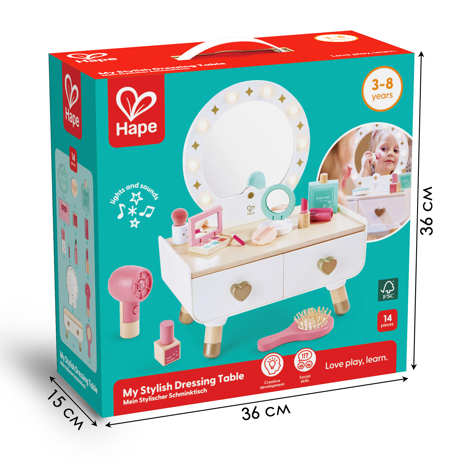 Игрушка Hape туалетный столик, фен, косметика - фото 11