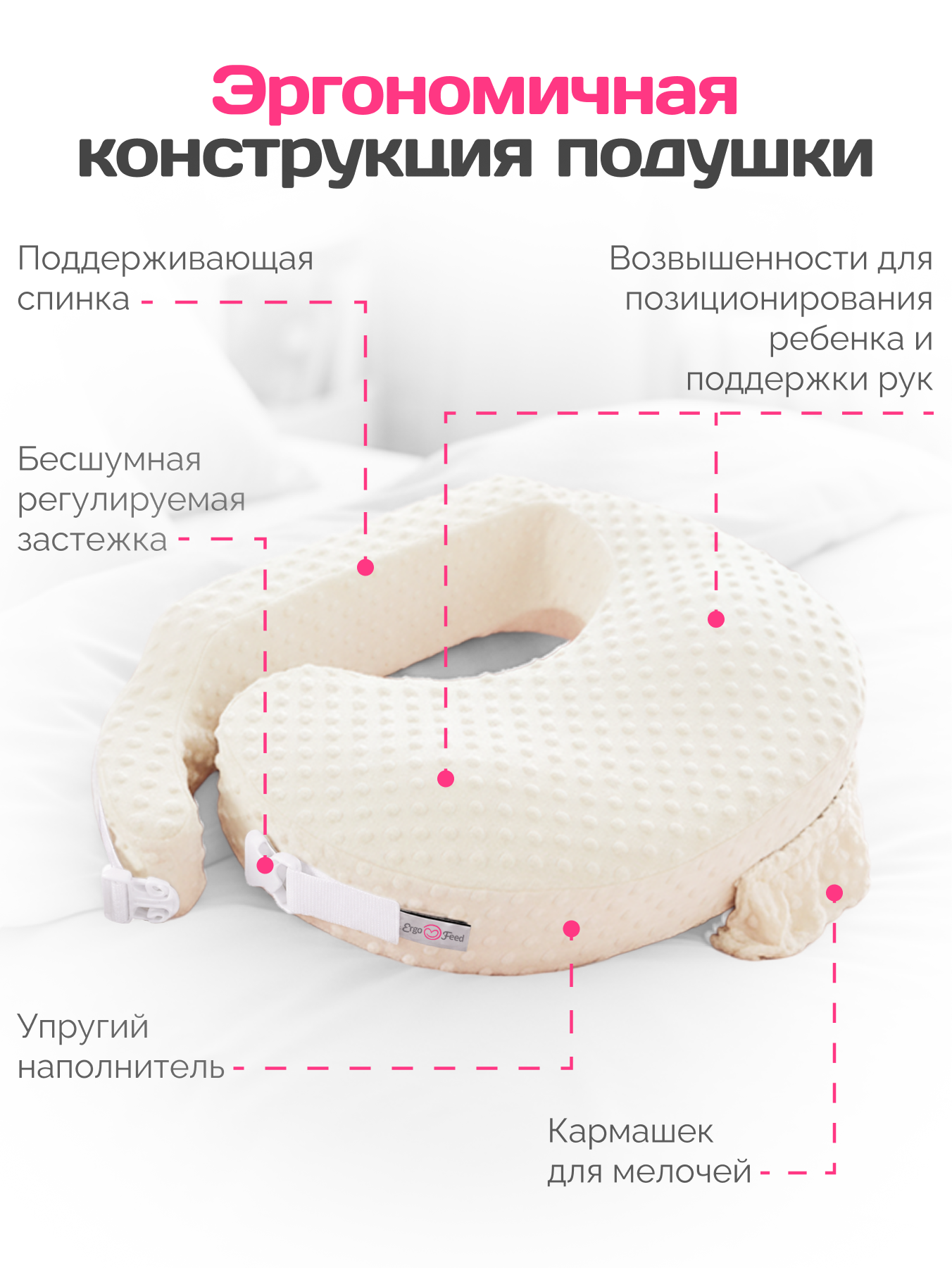 Подушка для кормления ErgoFeed молочный 40 x 60 см - фото 2