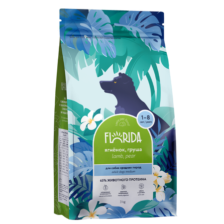 Корм для собак Florida 3кг средних пород ягненок-груша