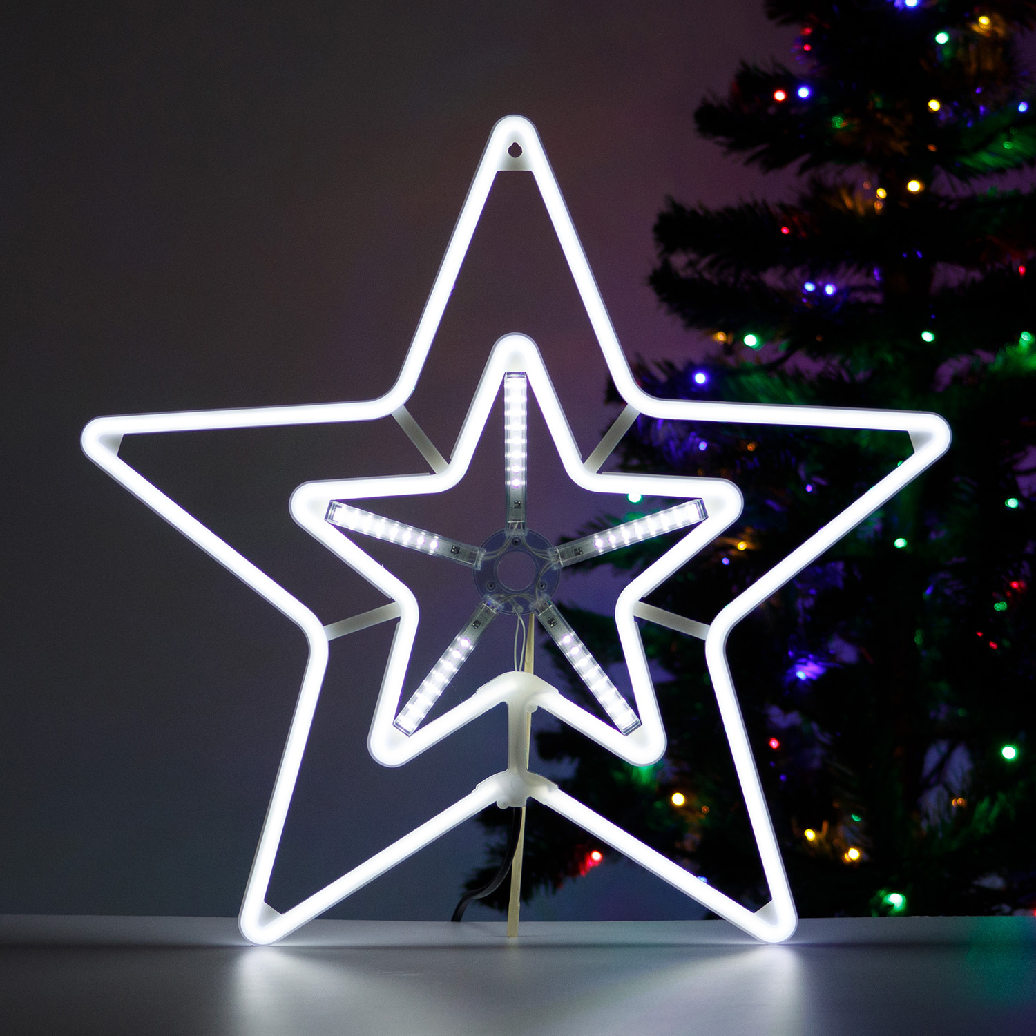 Фигура декоративная BABY STYLE Звезда белый LED гибкий неон улица 60 см - фото 1