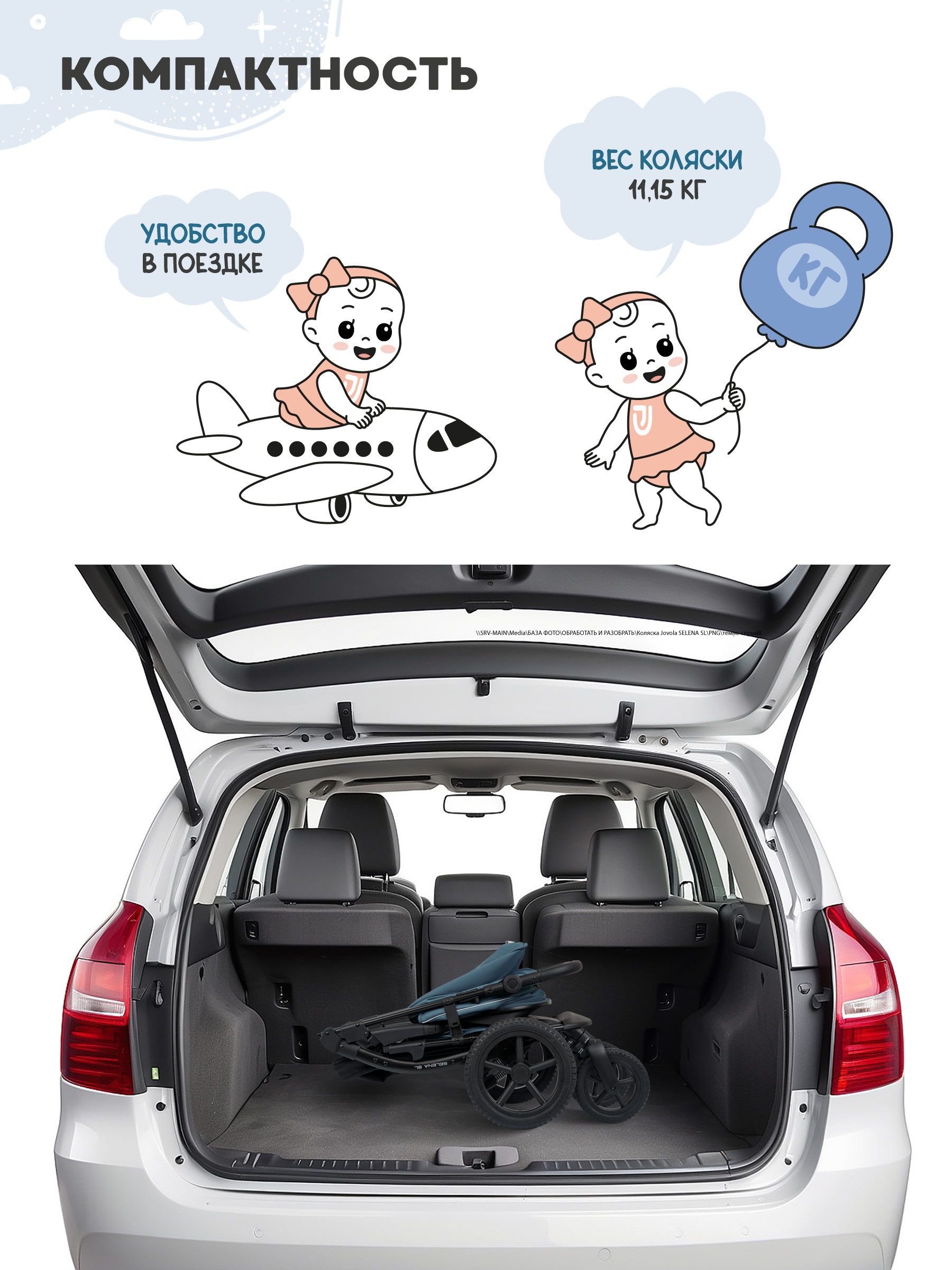 Коляска прогулочная JOVOLA Selena SL, синий - фото 2