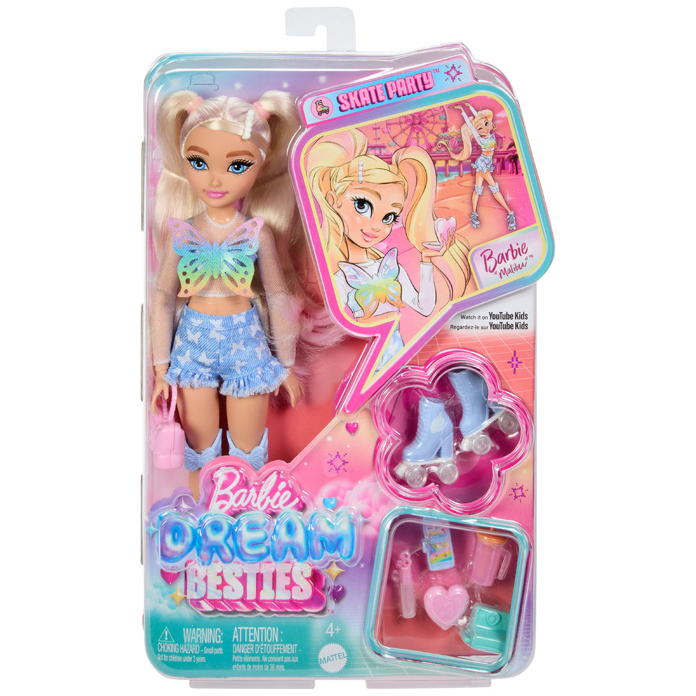 Кукла модельная Barbie Dream Besties Малибу на роликах JFX96 JFX96 - фото 2