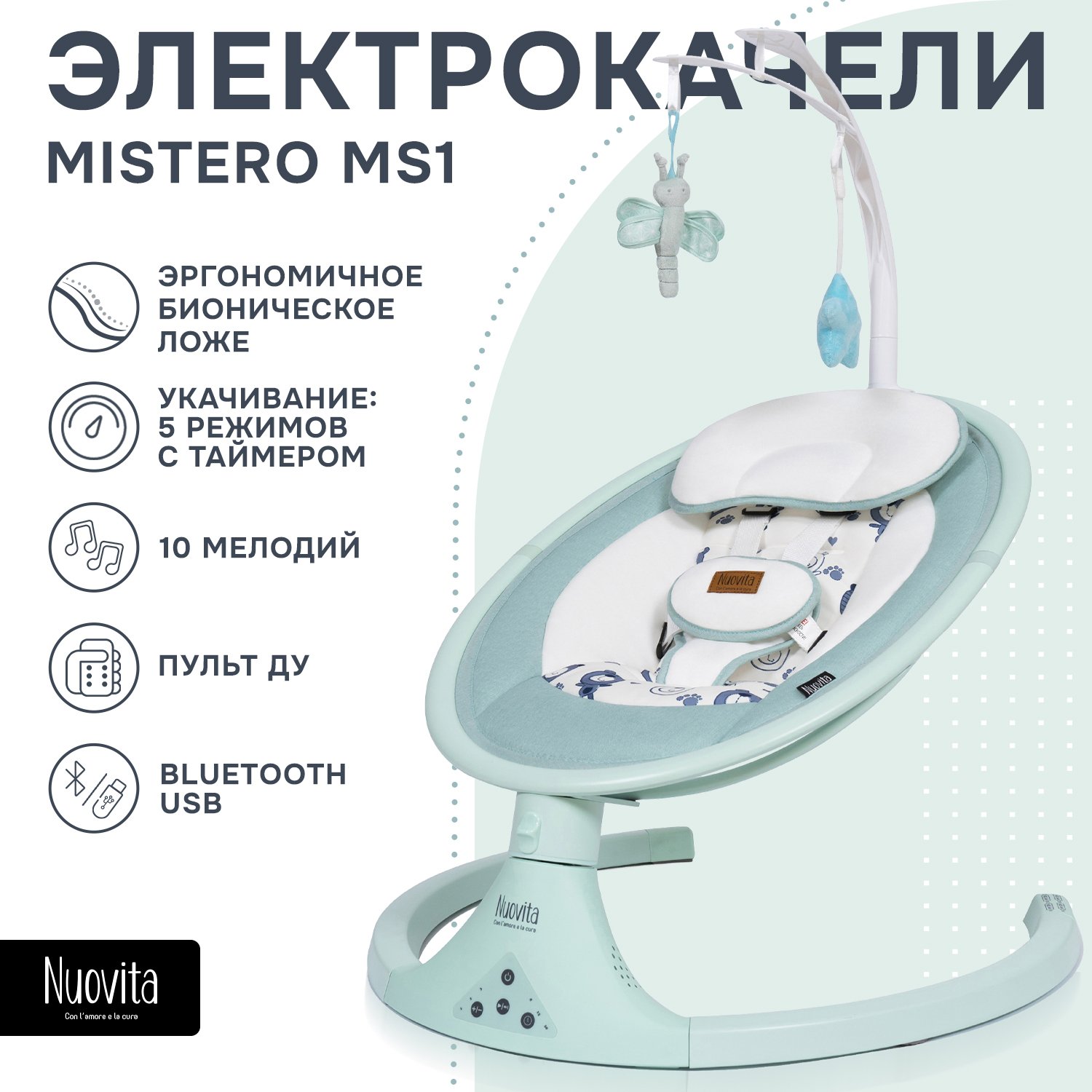 Шезлонг Nuovita Mistero MS1 бирюзовый - фото 1