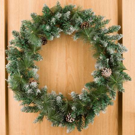Венок SXMas 60 см зеленый со снегом JCWD