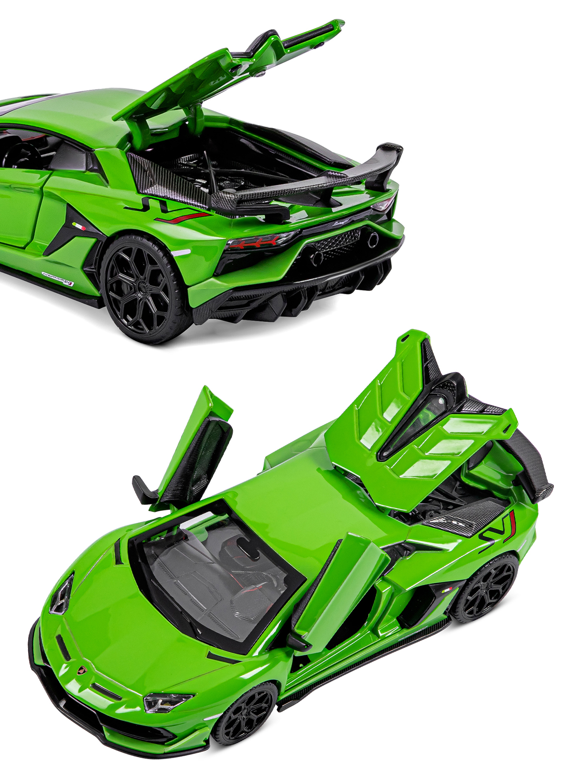 Автомобиль АВТОпанорама Lamborghini Aventador SVJ 1:32 зеленый JB1251408 - фото 11