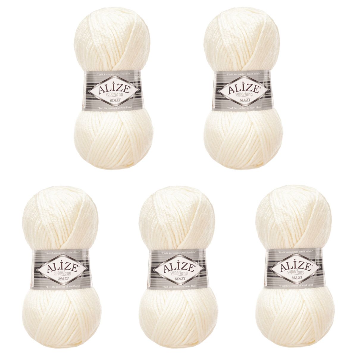 Пряжа Alize полушерстяная мягкая теплая Superlana maxi 100г 100м 5 шт 62 светло-молочный - фото 8