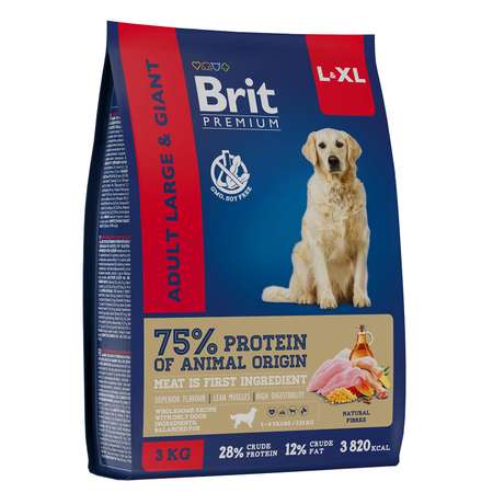 Корм для собак Brit 3кг Premium Dog Adult Large and Giant с курицей