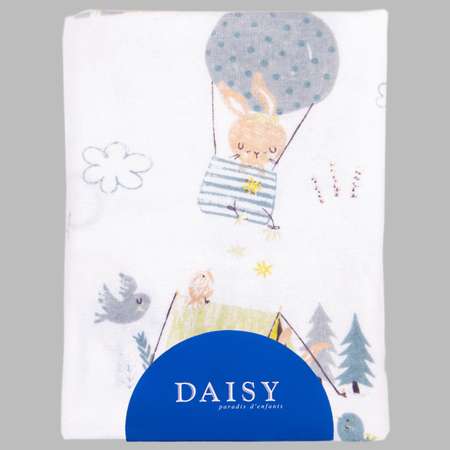 Простыня на резинке Daisy 60х120 см поплин Зайчата на велосипеде салатовые