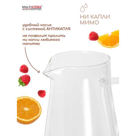 Графин жаропрочный стеклянный Multistore для холодных и горячих напитков 1600 мл