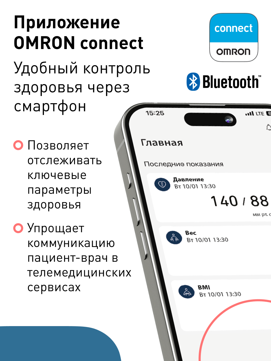 Тонометр автоматический OMRON RS7 Intelli IT (HEM-6232T-RU) - фото 17