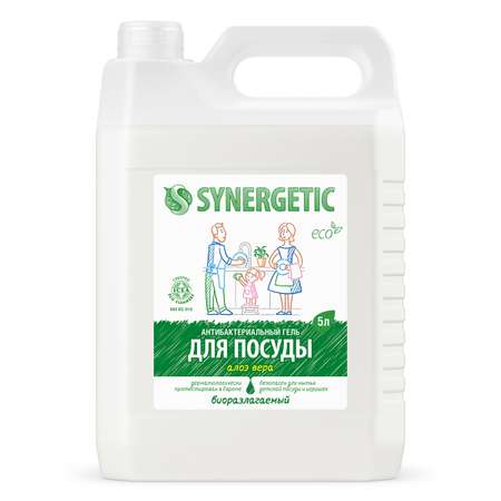 Средство для мытья посуды SYNERGETIC Алоэ антибактериальное 5 л