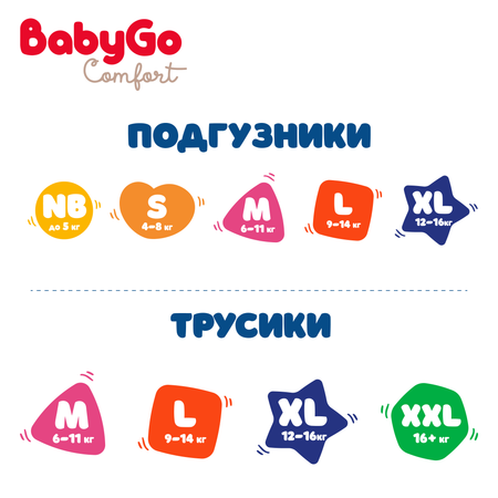 Трусики BabyGo Comfort L (9-14 кг) 44 шт.