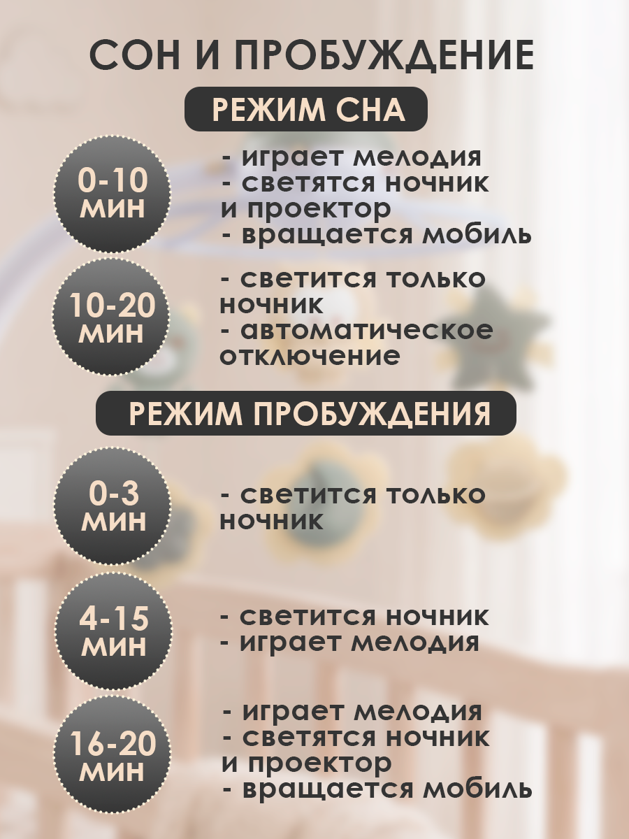 Мобиль INFANTINO Музыкальный 3 в 1 серо-бежевый - фото 3
