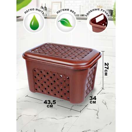 Корзина elfplast для белья Виола серо-коричневая 25 л 43.5х34х27 см