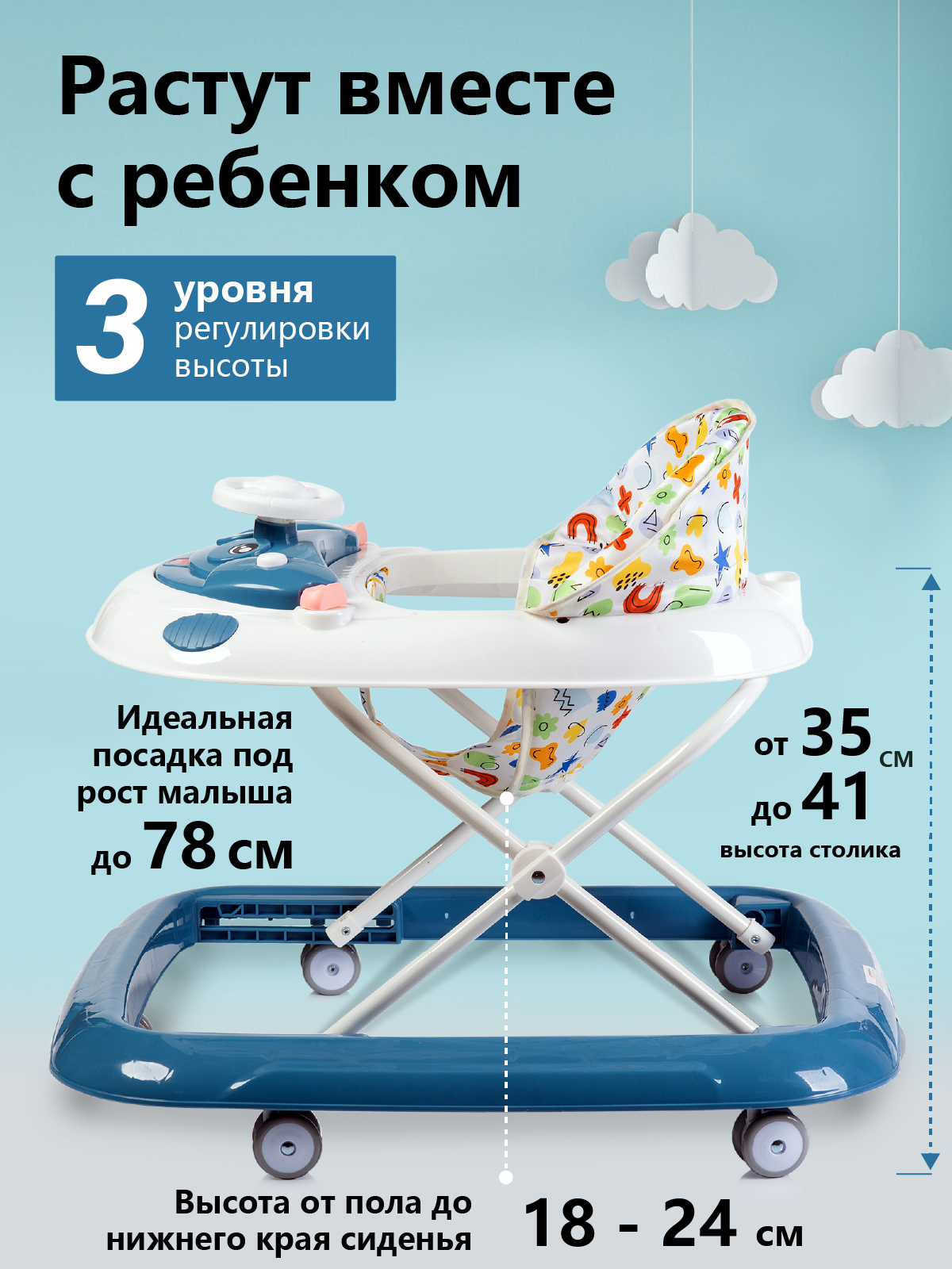 Ходунки Babyhit Runner синий - фото 3
