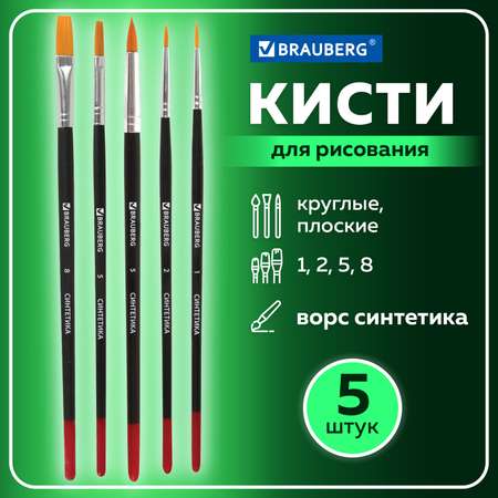 Кисть Brauberg 5 шт. (синтетика)