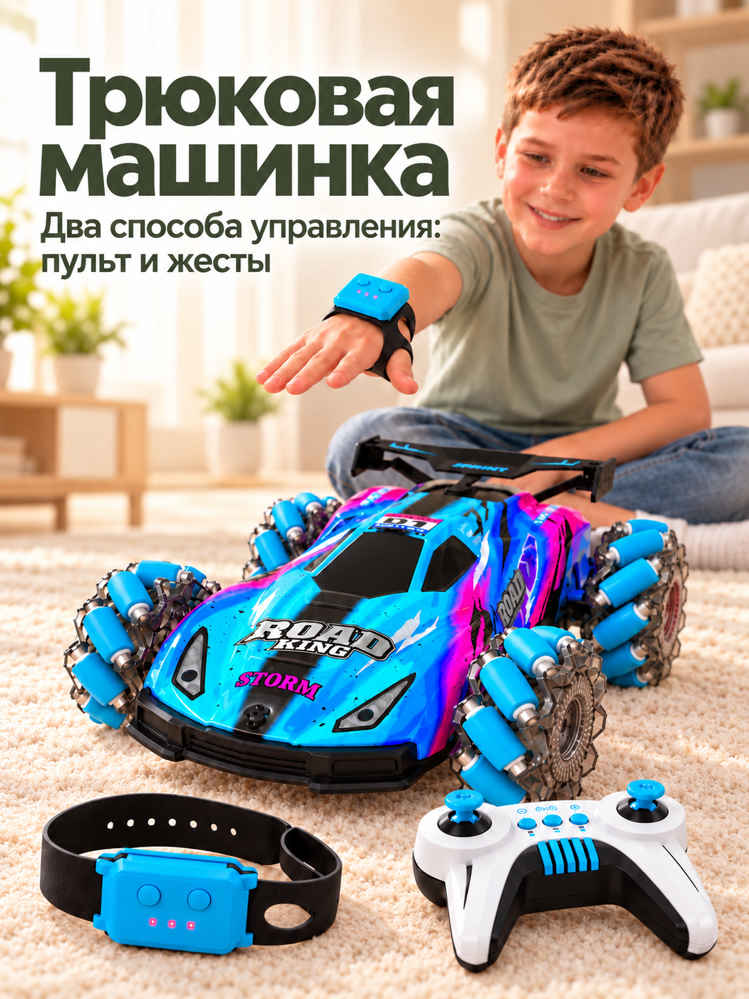 Изображение товара Автомобиль BalaToys трюковая дрифт 360 с управлением жестами и подсветкой