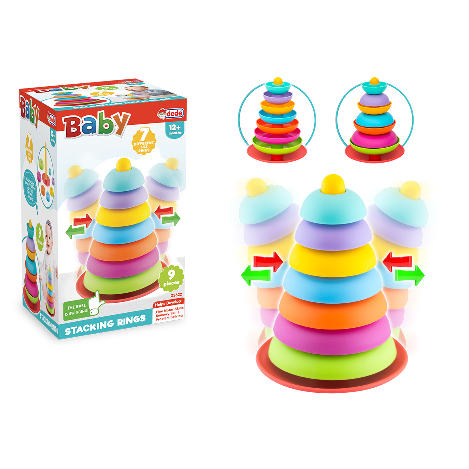 Игрушка Dede пирамидка Тарелочки-неваляшки - фото 2