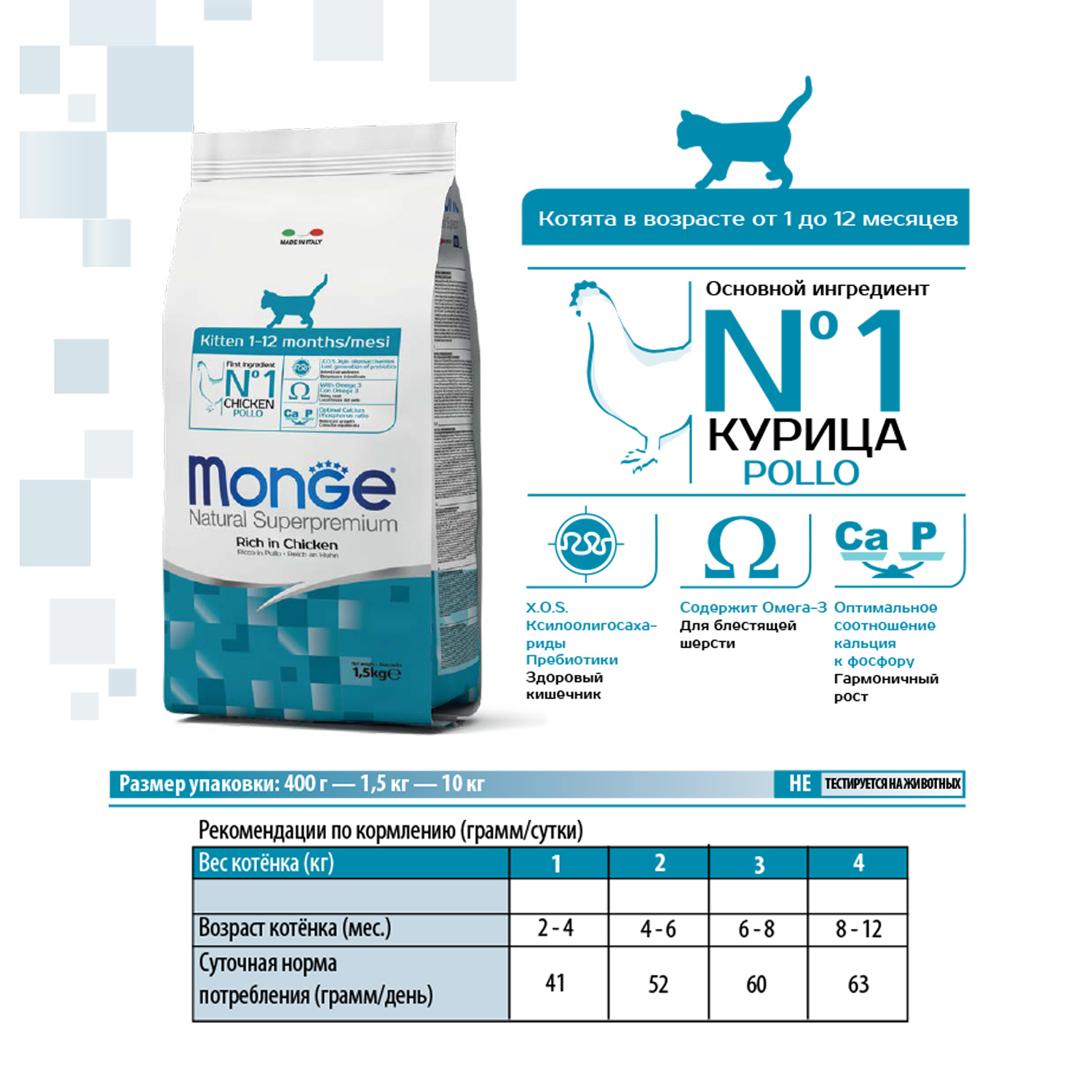 Корм сухой для котят MONGE 1.5кг курица - фото 5